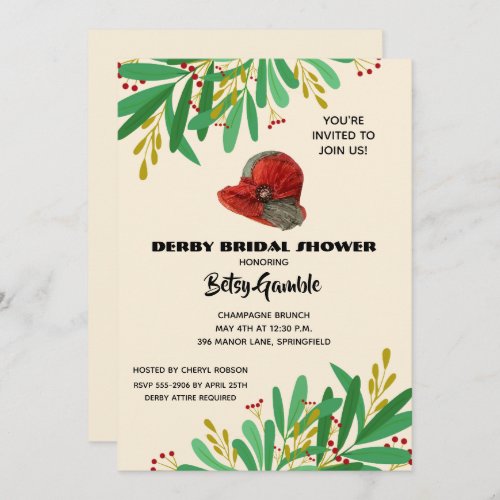 Vintage Cloche Derby Bridal Shower Invitation