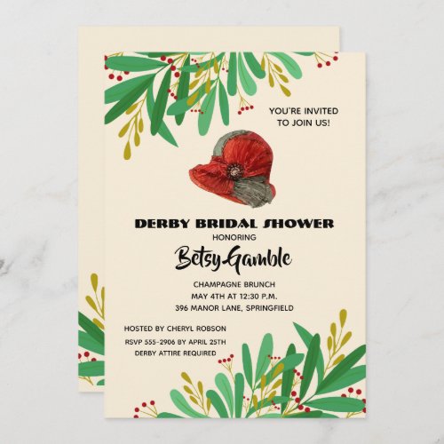 Vintage Cloche Derby Bridal Shower Invitation