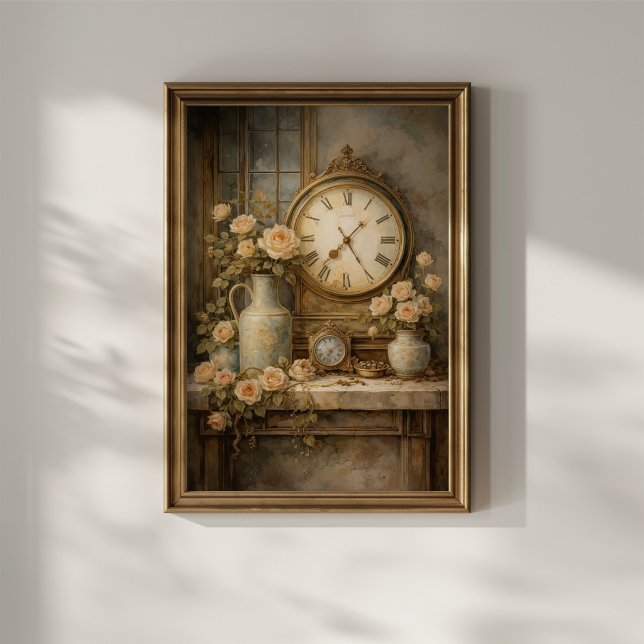 Vintage Clock and Roses Poster (Creator Uploaded)