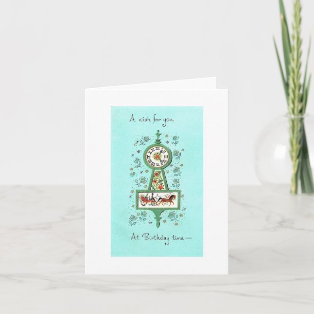 Vintage Clock Birthday Card (Front)