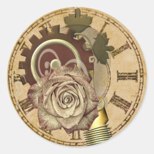 Vintage Clock Collage Classic Round Sticker