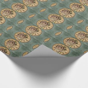 Vintage Clock Collage Wrapping Paper