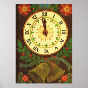 Vintage clock, Countdown to Christmas Poster