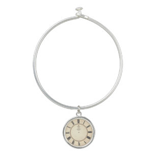 Vintage Clock Face Bangle Bracelet - Retro Time