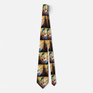 Vintage clock face neck tie