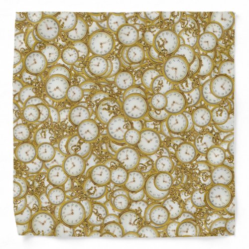 Vintage Clock Motif Pattern Bandana