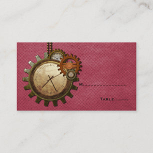 Vintage Clock Place Card, Pink Card