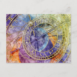 Vintage clock postcard