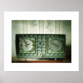 Vintage Clock Radio Poster Print