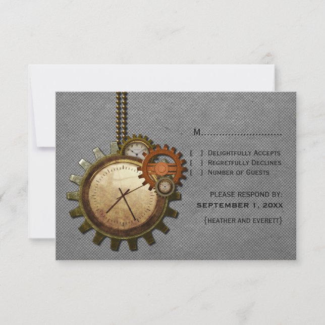 Vintage Clock Response Card, Gray (Front)