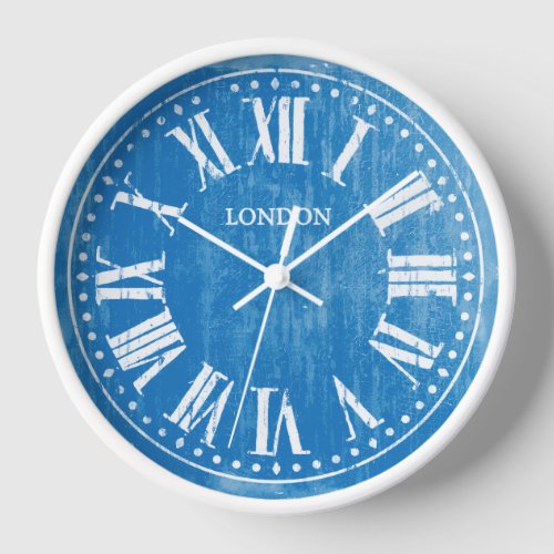 Vintage Clock Roman Numerals Blue White