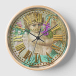 Vintage Clock Roman Numerals Cherub Aqua