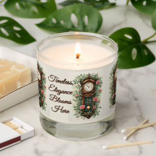 Vintage Clock Surrounded by Roses and Vines Scented Candle