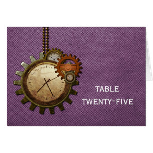Vintage Clock Table Number Card, Purple