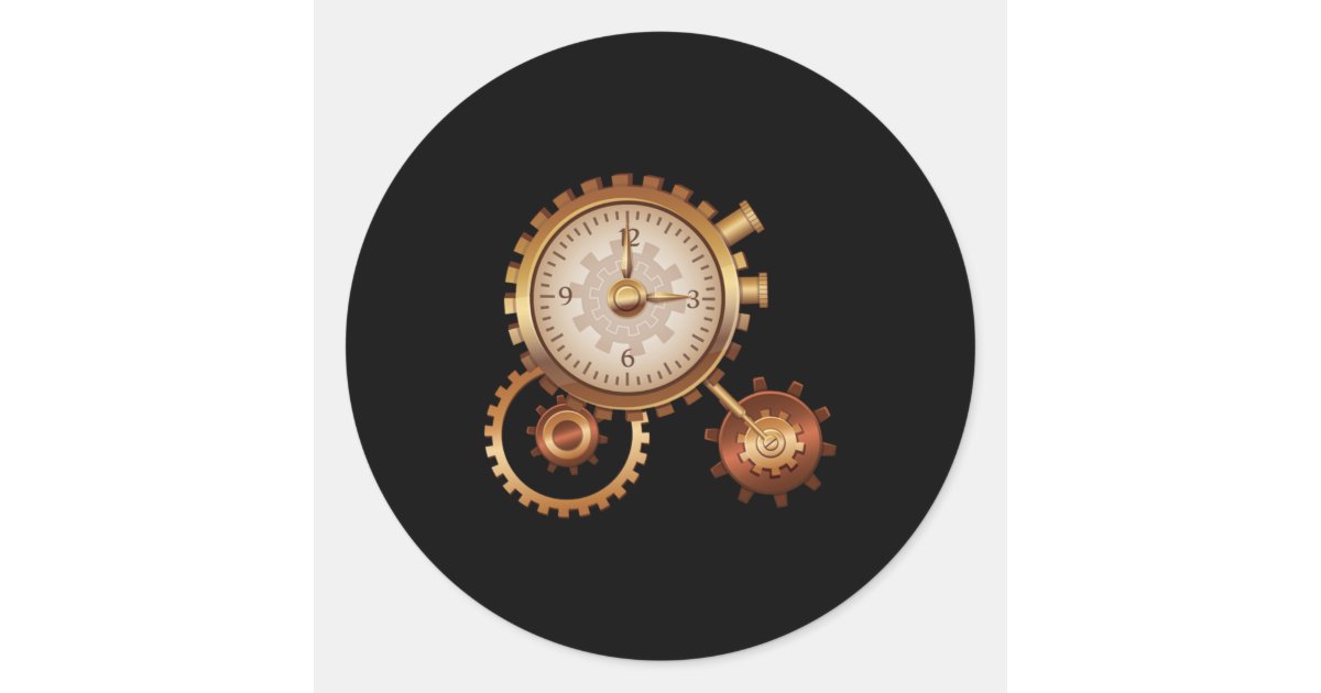 Time Machine Sticker Labels Vintage Clock Time Machine Time Travel Science Fic Classic Round ...