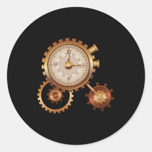 Vintage Clock Time Machine Time Travel Science Fic Classic Round Sticker