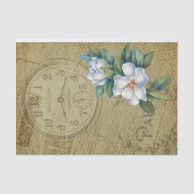 Vintage Clock Tissue Paper (Front)