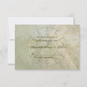 Vintage Clock Wedding RSVP Card