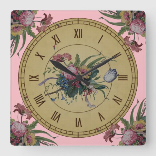 Vintage Clock with Flowers