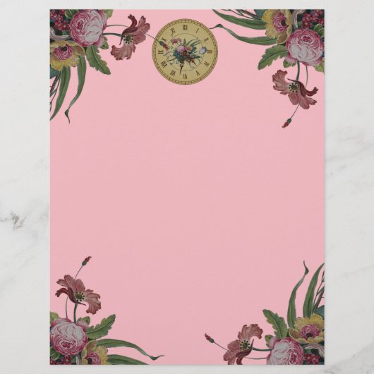 Vintage Clock with Flowers (Front)
