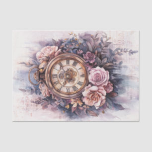 Vintage Clock with Handwriting For Decoupage Tissue Paper