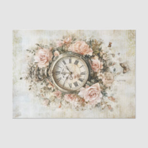 Vintage Clock with Handwriting For Decoupage Tissue Paper