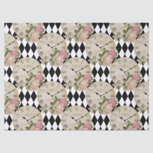 Vintage Clocks and Roses Decoupage Tissue Paper