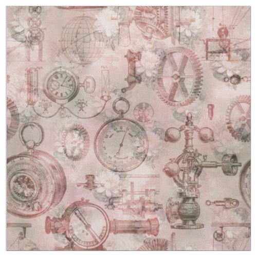 Vintage Clocks  Steampunk Ephemera Decoupage Fabric