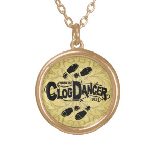 Vintage Clog Dancer Clogging Gold Plated Necklace
