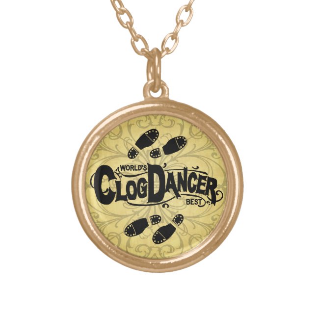 Vintage Clog Dancer Clogging Gold Plated Necklace (Front)