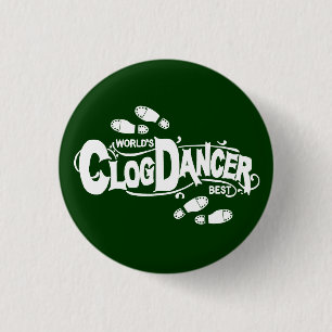 Vintage Clog Dancer Clogging White Pinback Button