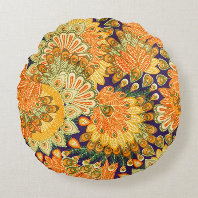 Vintage cloth pattern: close-up texture. round pillow (Front)