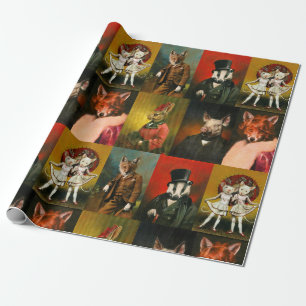 Vintage Clothed Animals Wrapping Paper