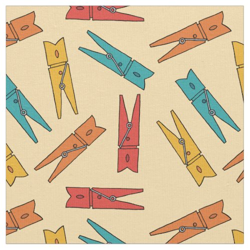 Vintage Clothespins Laundry Room Patterned Fabric
