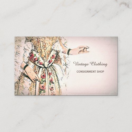 Vintage Clothing Consignment Shop French Gown Business Card