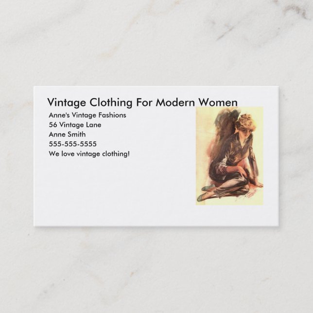 Vintage Clothing For Modern Women, Anne... Business Card (Front)