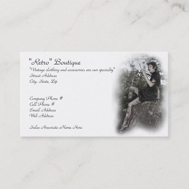 Vintage clothing store business card (Front)