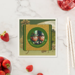 Vintage Clover St Patrick's Day Leprechauns PPN Napkins