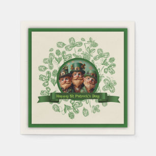 Vintage Clover St Patrick's Day Leprechauns PPN Napkins