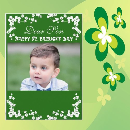 Vintage Clover St Patricks Day SonGrandson Photo Holiday Card