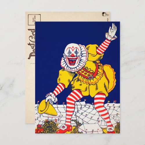 Vintage Clown Ad Postcard