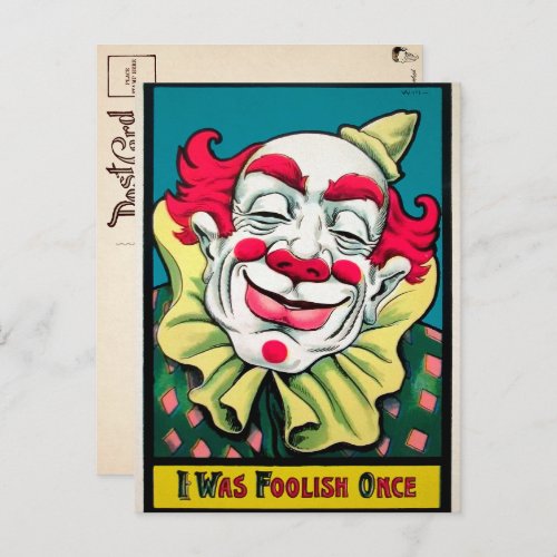 Vintage Clown Art Postcard