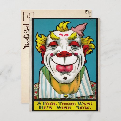 Vintage Clown Art Postcard