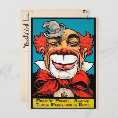 Vintage Clown Art Postcard