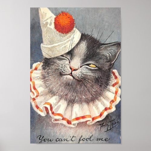 Vintage Clown Cat Poster