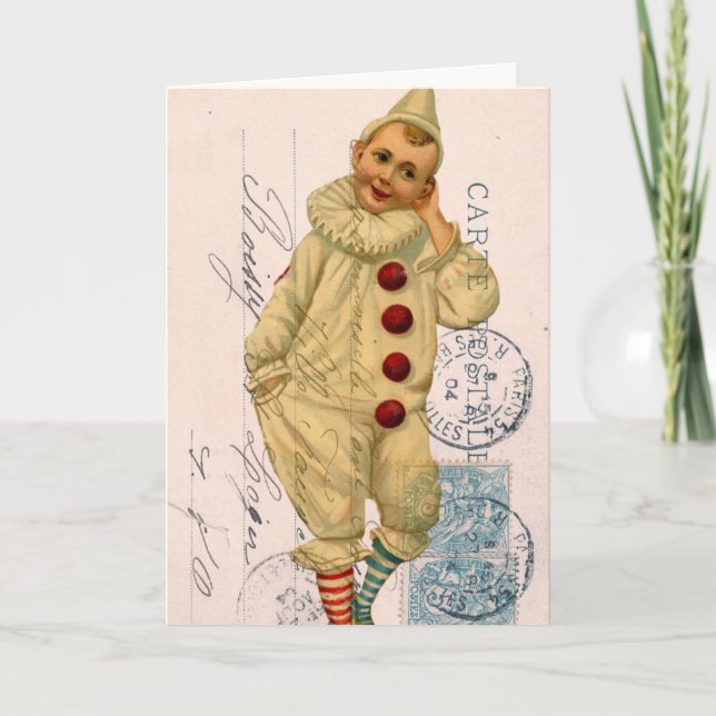 Vintage Clown Collage, Birthday Card (Front)