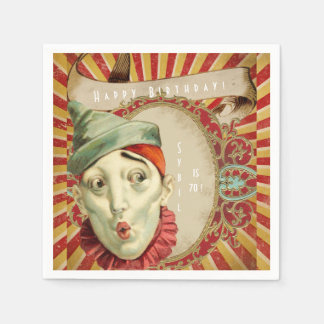 Vintage Clown Expressions Birthday Napkins