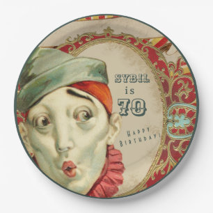 Vintage Clown Expressions Birthday Paper Plates