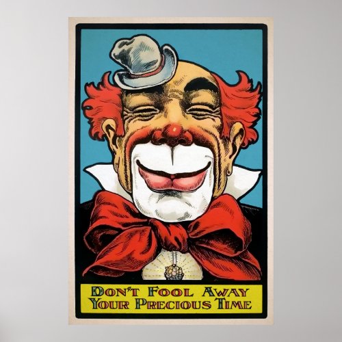 Vintage Clown Face Art Poster