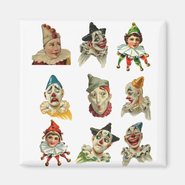 vintage clown face design magnet (Front)
